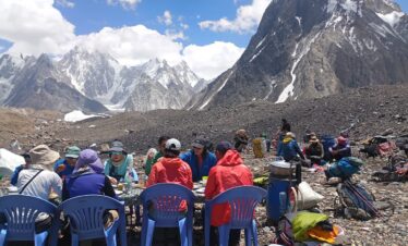 Trekkers having lunch at K2 Base Camp