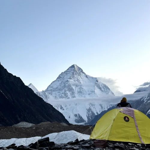 camping and k2 view - k2 base camp ang ggla trek