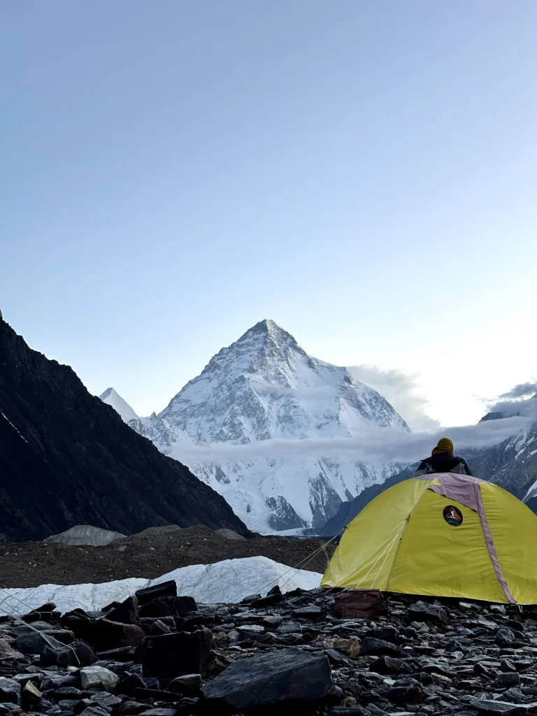 camping and k2 view - k2 base camp ang ggla trek