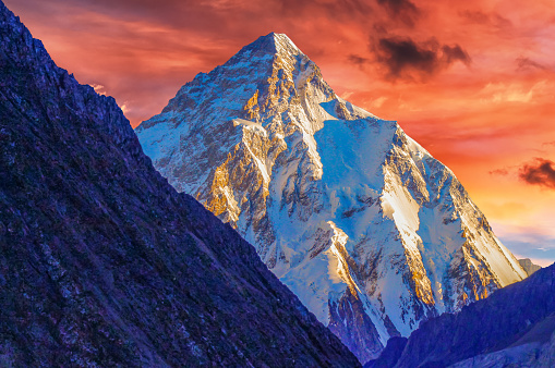 View of world’s second highest mountain in the world during dusk