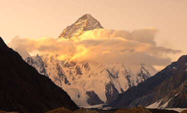 K2 Mountain Covered In Clouds