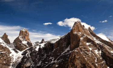 Trango Tower overed in snow