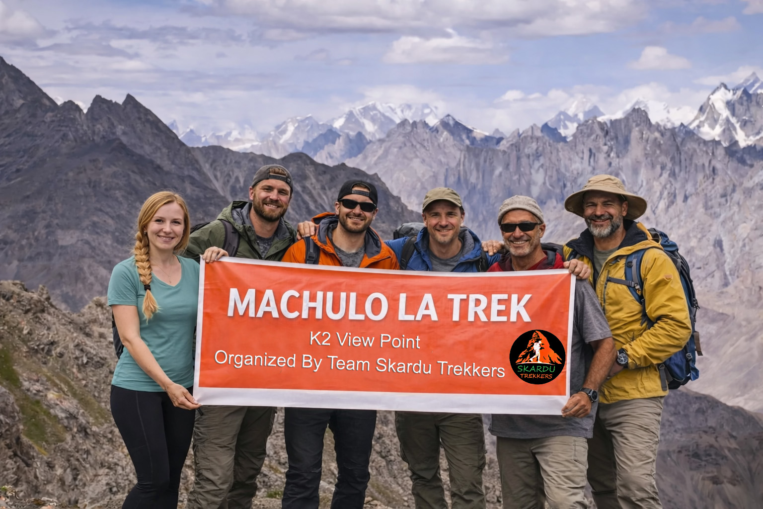 Trekkers at K2 view point Machulo La