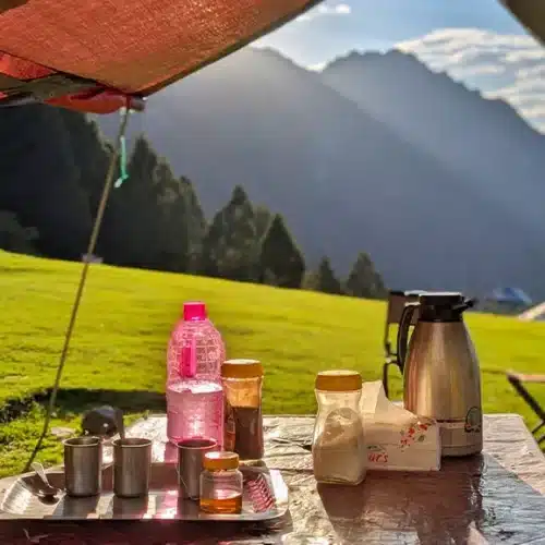 After a 3 hours of trekking ,all you need is a cup of mountain tea