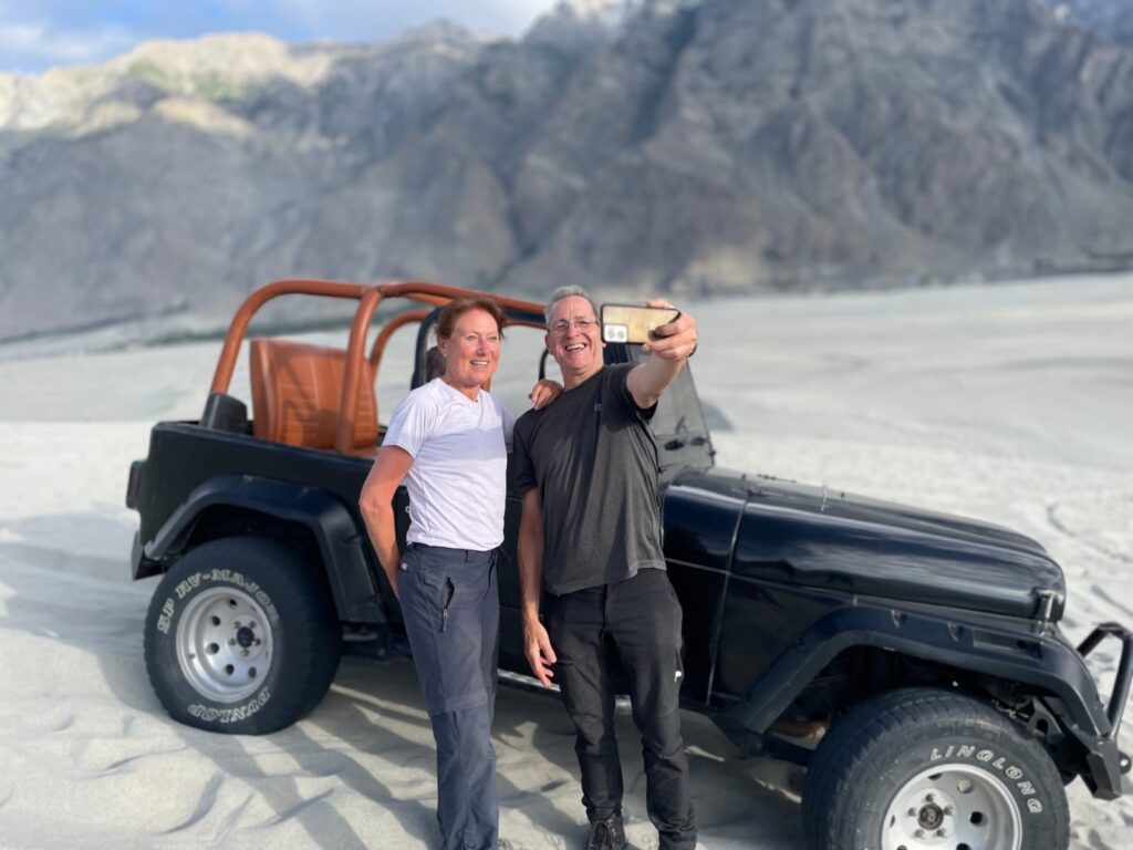 Our guests from netherland enjoying jeep safari at sarfaranga cold desert