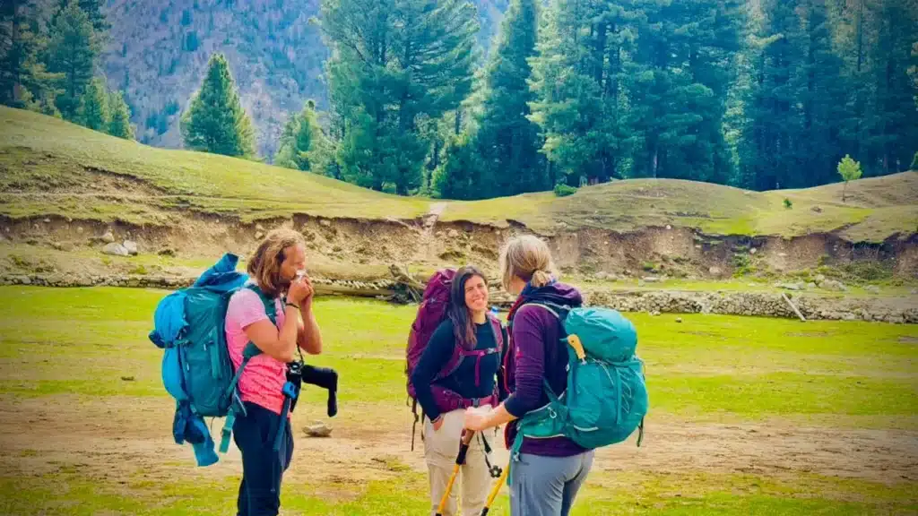 Our foreign guests enjoying the stunning view of fairy meadows