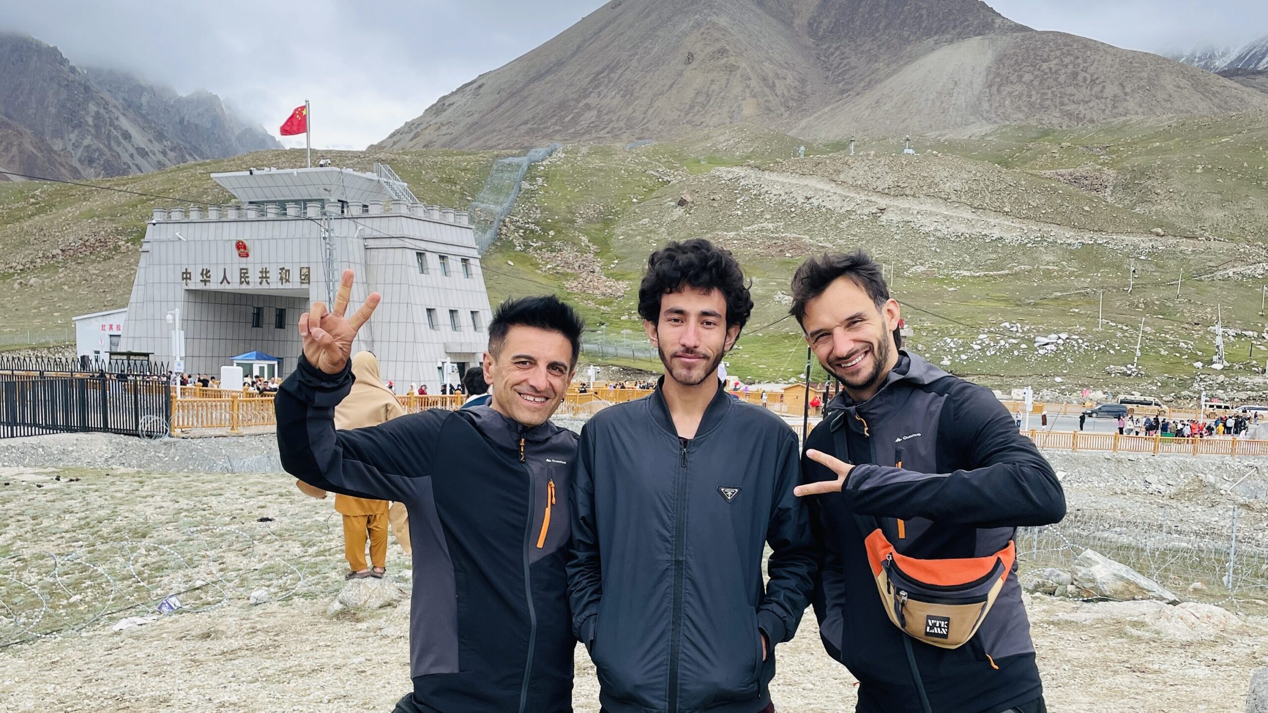our Italian guests enjoying the scenic views at Khunjerab Pass,