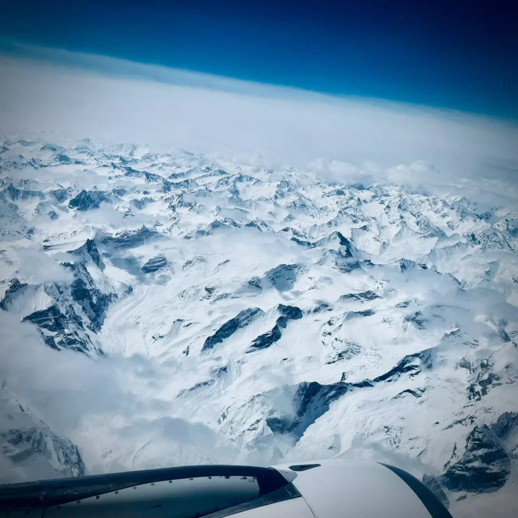 Scenic mountain view from flight approaching Skardu Airport