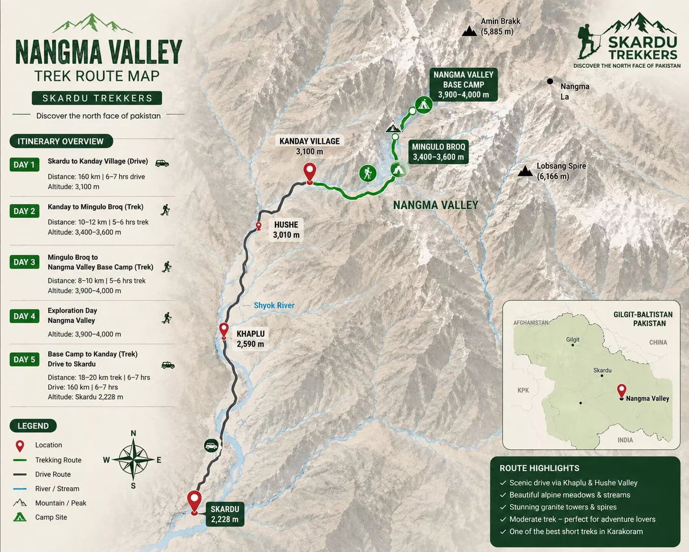 Nangma valley trek map route and treking details
