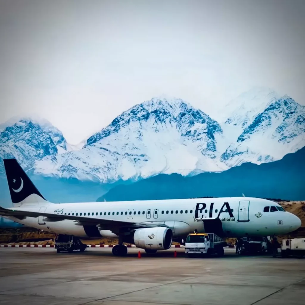 Pakistan International Airlines plane parked at Skardu Airport