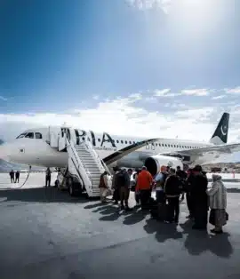 Passengers boarding a plane at skardu airport