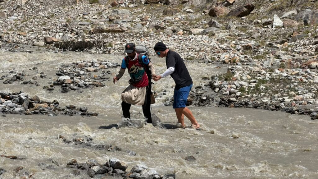 assistant guide helping our guest from Germany.
laila peak basecamp trek organised by skardu trekkers