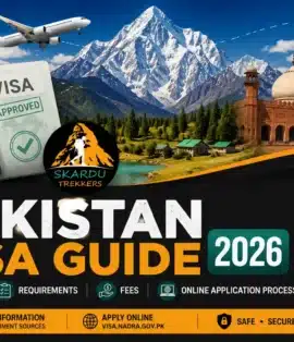 Pakistan Visa Guide 2026 featured image showing a Pakistan passport, approved visa, K2 mountain