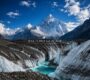 Panoramic view of Baltoro Glacier surrounded by the Karakoram mountains. picture by skardu trekkers